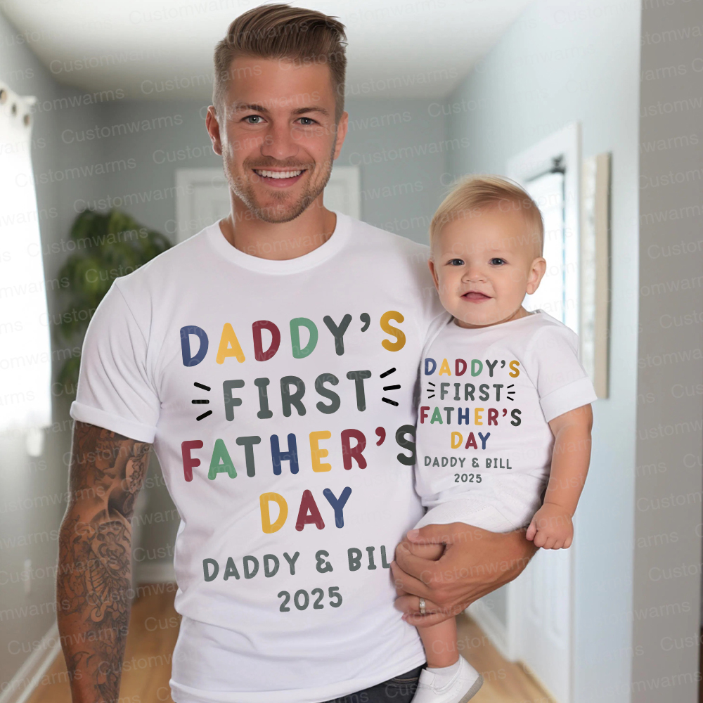 Personalized First Father's Day Daddy and Baby Outfit | CWFamily86
