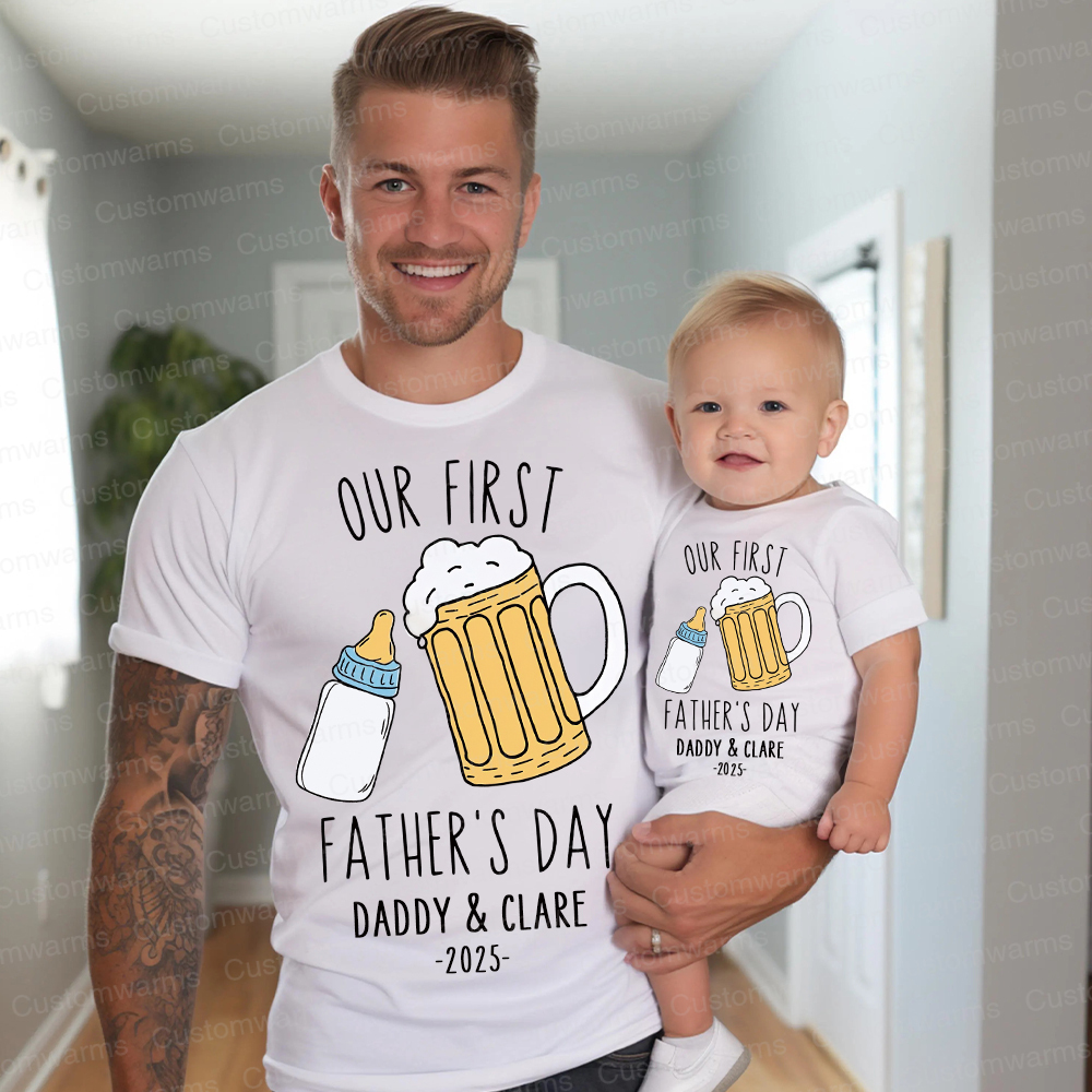 Personalized First Father's Day Daddy and Baby Outfit | CWFamily88