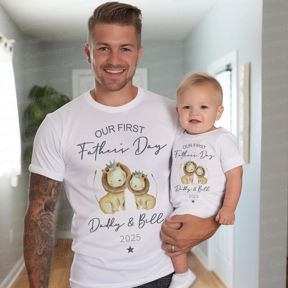 Personalized First Father's Day Daddy and Baby Outfit | CWFamily90