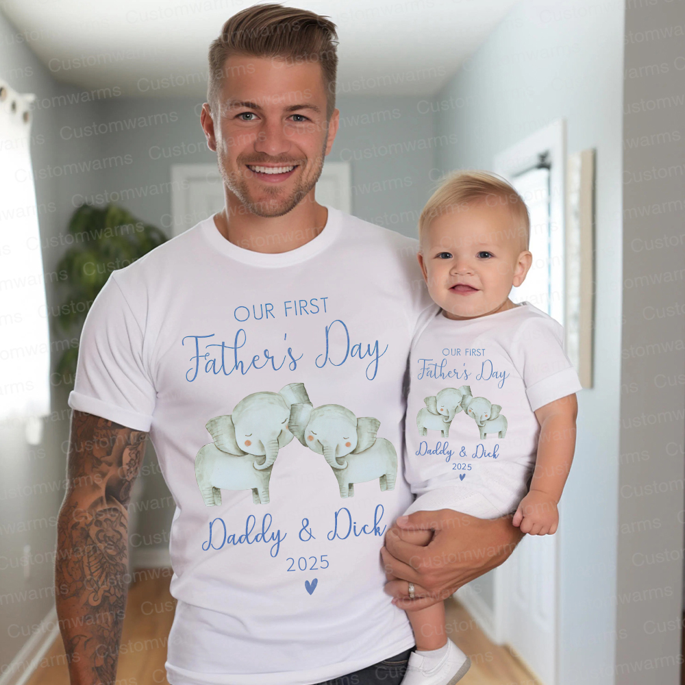 Personalized First Father's Day Daddy and Baby Outfit | CWFamily91