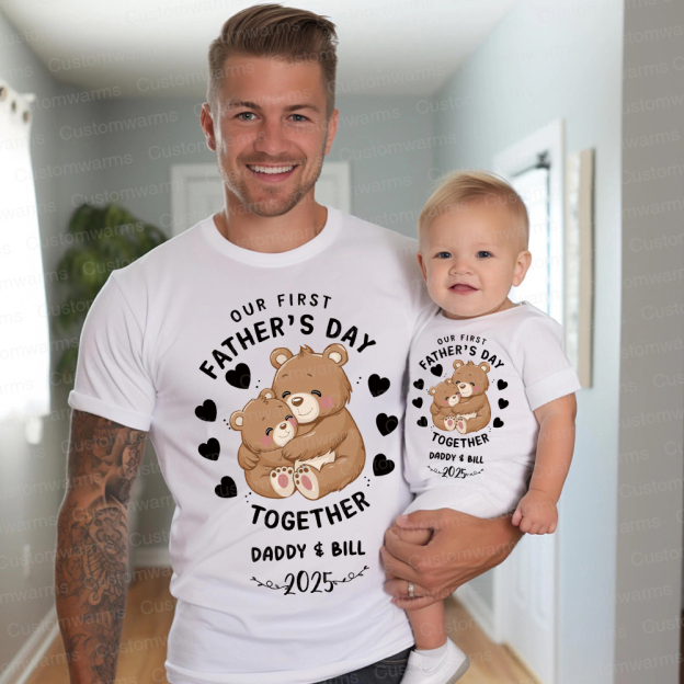 Personalized First Father's Day Daddy and Baby Outfit | CWFamily92