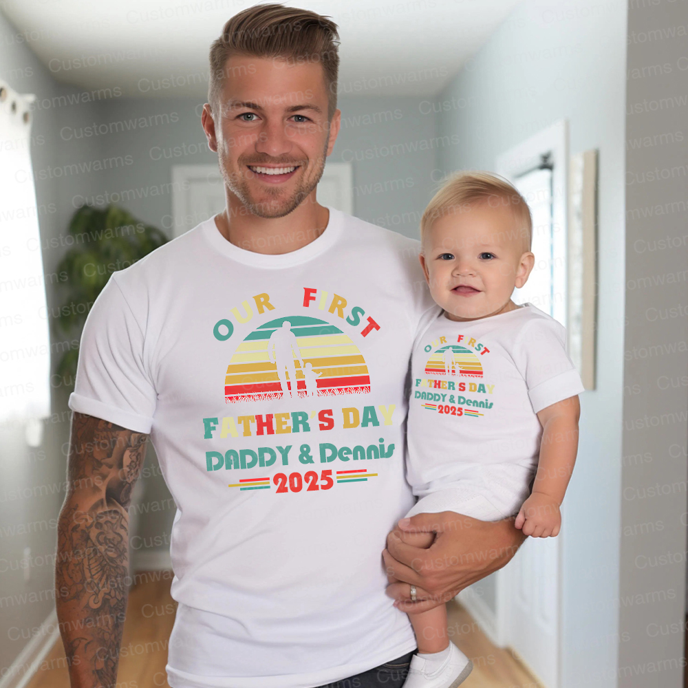 Personalized First Father's Day Daddy and Baby Outfit | CWFamily95