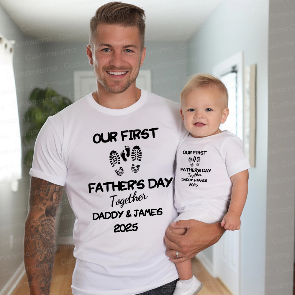 Personalized First Father's Day Daddy and Baby Outfit | CWFamily101