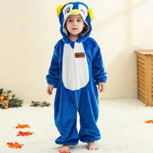 Personalized Leather Patch Baby Animal Romper  | CWBaby287