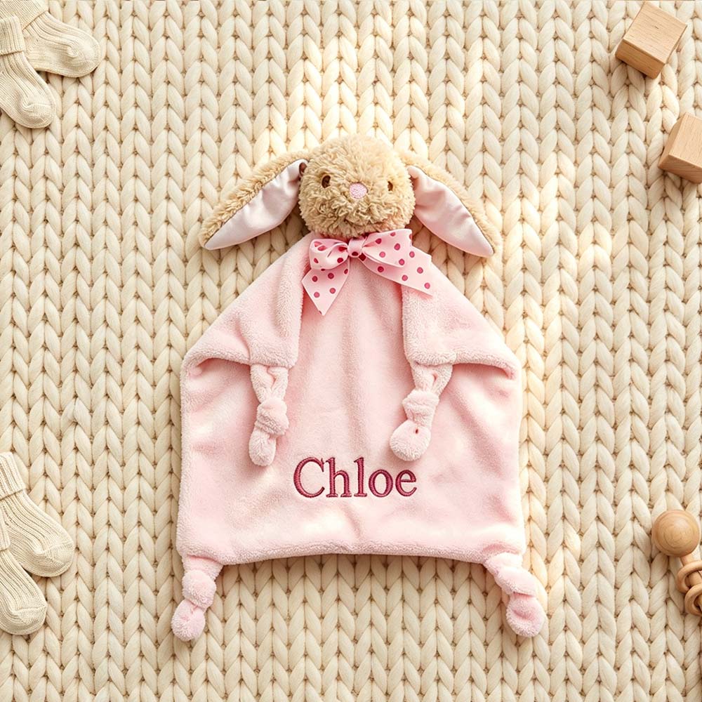 Personalized Embroidered Cute Animal Baby Security Blanket | CWToy199