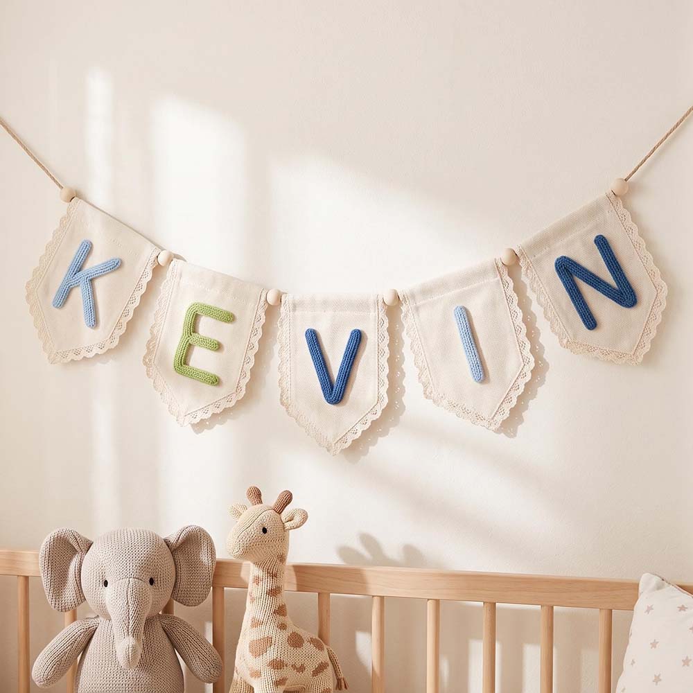 Personalized Hand Embroidered Yarn Letter Banner Decoration | CWGift105
