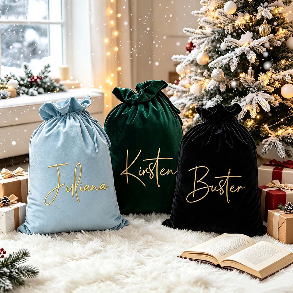Personalized Custom Name Christmas Velvet Gift Bag | MCGift395
