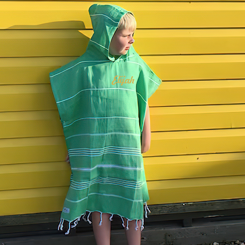 Personalized Turkish Beach Towel with Hoodie Kid & Adult | KKTowel55