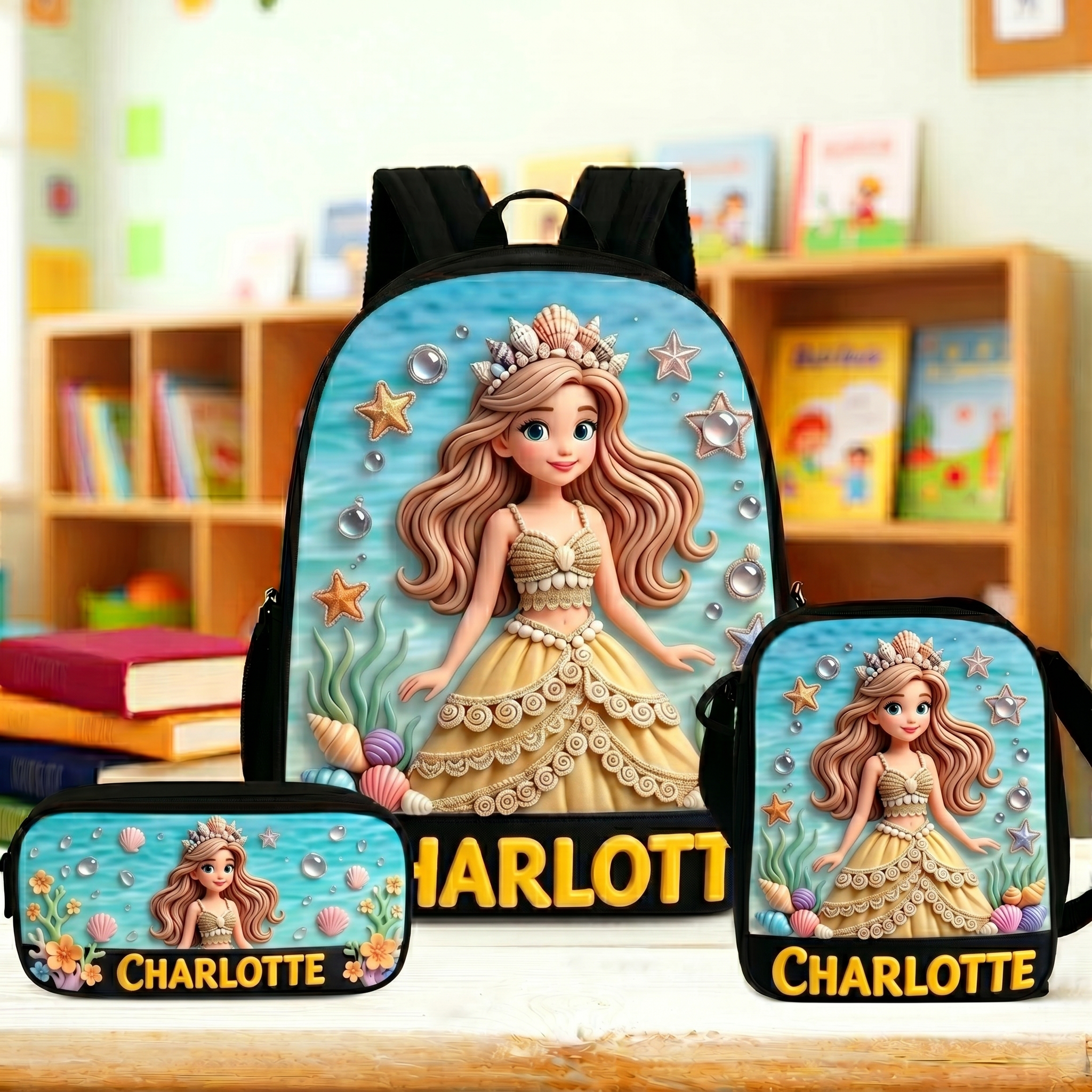 Personalized Princess Glitter Backpack Set | CWPack368