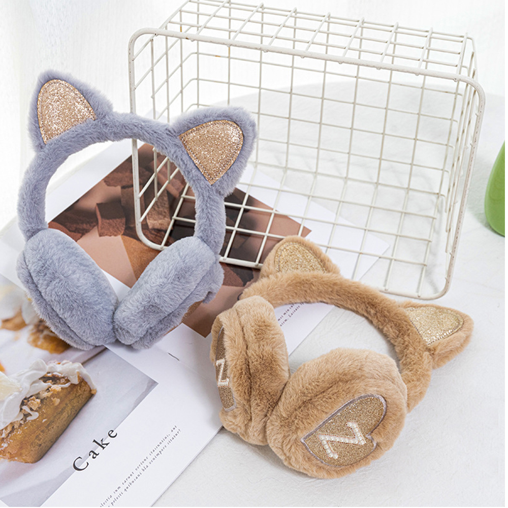 Personalized Kids Pearl Patch Warm Cat Ears Earmuffs | CWToy92
