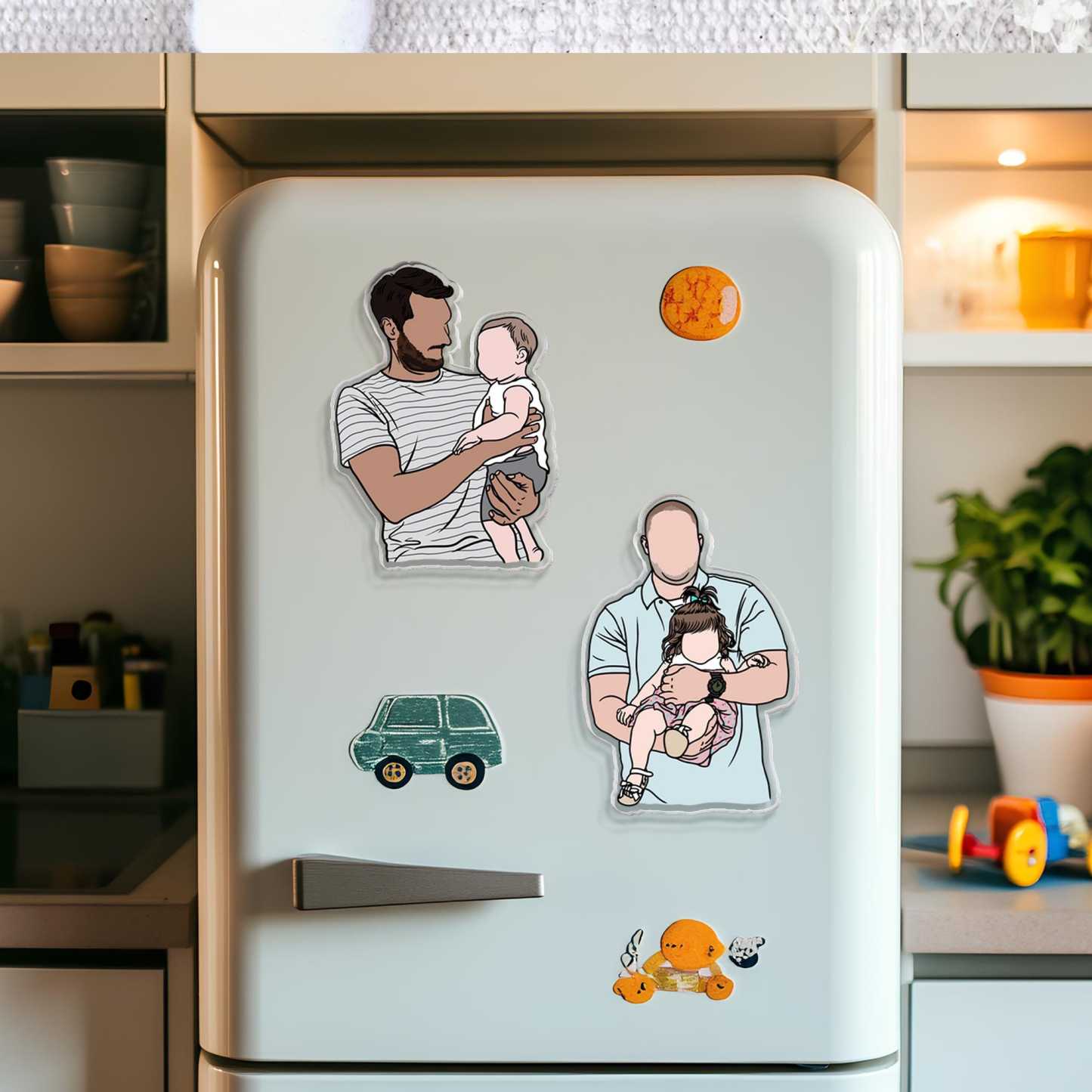 Personalized Illustrated Family Portrait Fridge Magnet | CWGift16