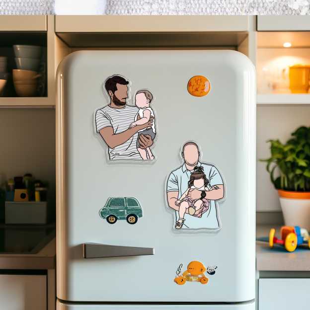 Personalized Illustrated Family Portrait Fridge Magnet | CWGift16