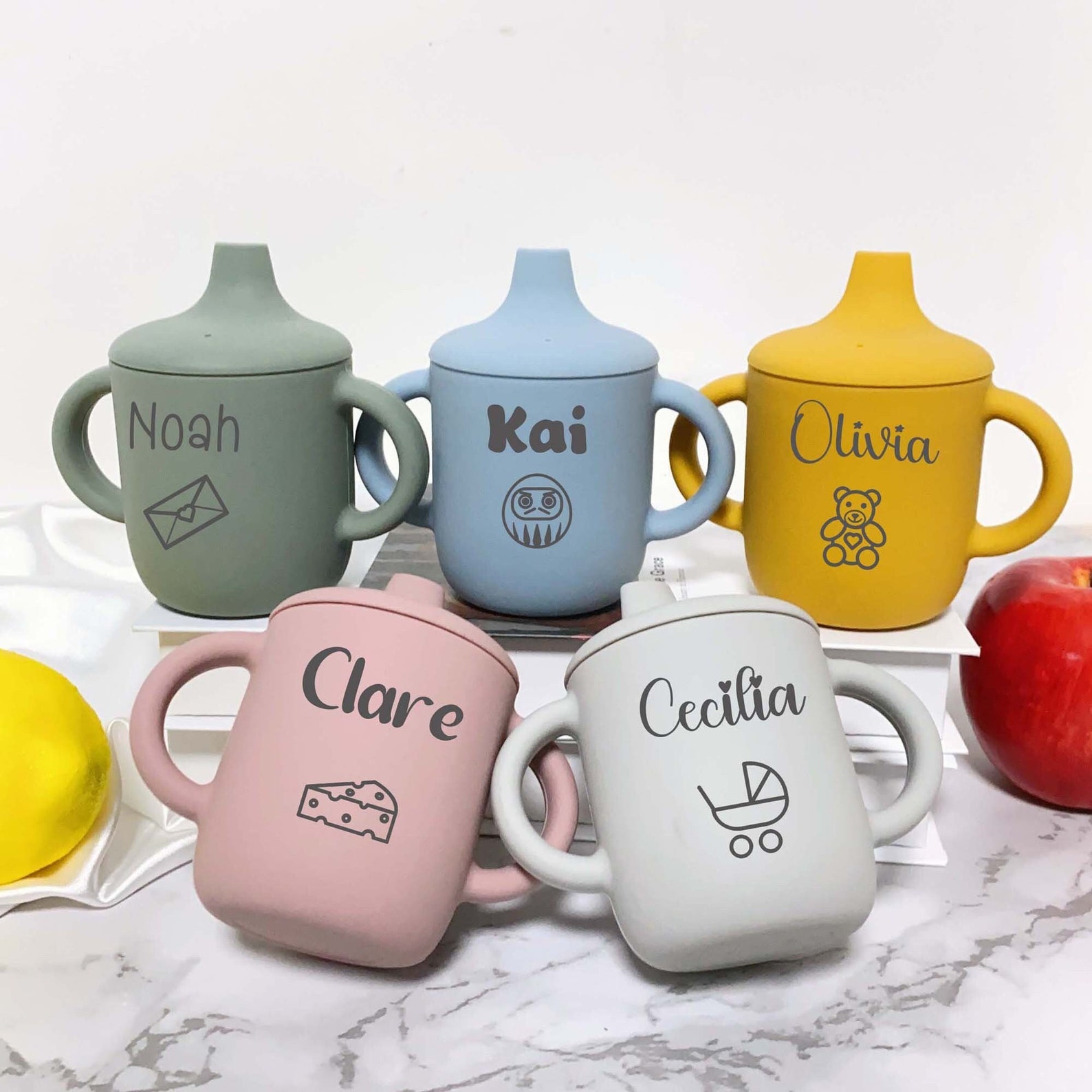 Personalised Baby Food Grade Sippy Silicone Cup  | CWBaby53