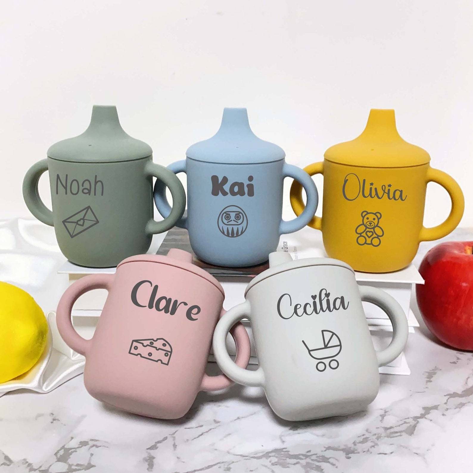Personalised Baby Food Grade Sippy Silicone Cup  | CWBaby53