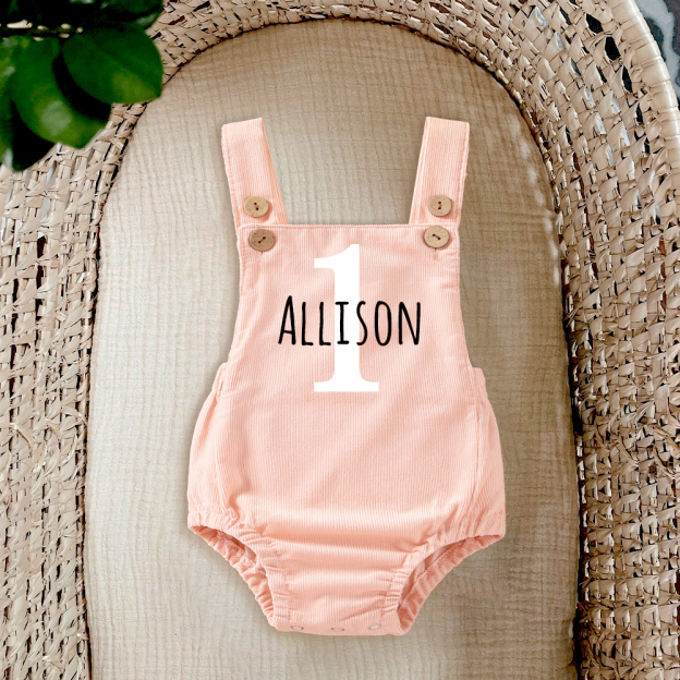 Personalized Baby Birthday Suspender Romper | CWBaby143