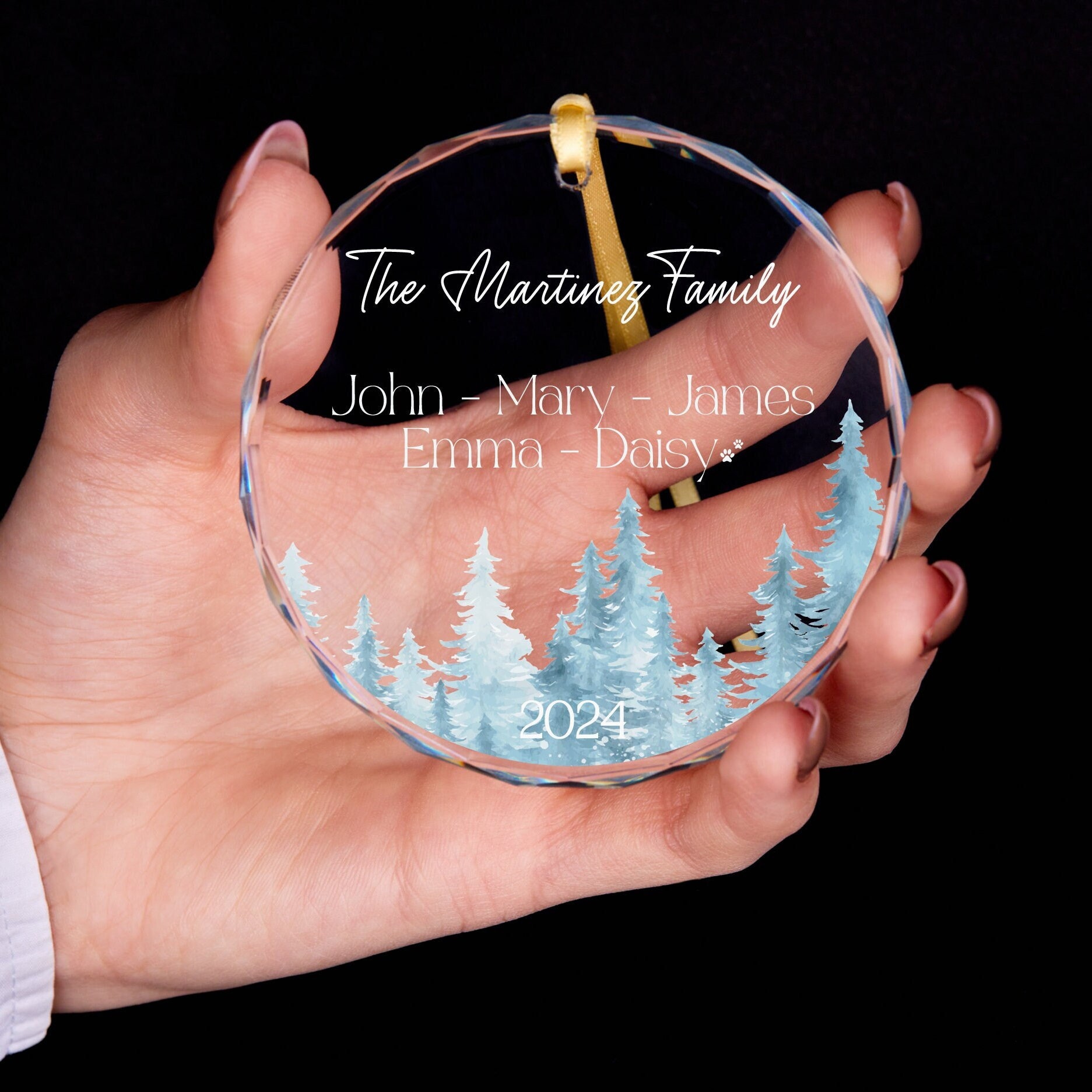 Personalized Glass Family Christmas Ornaments | CWGlass09