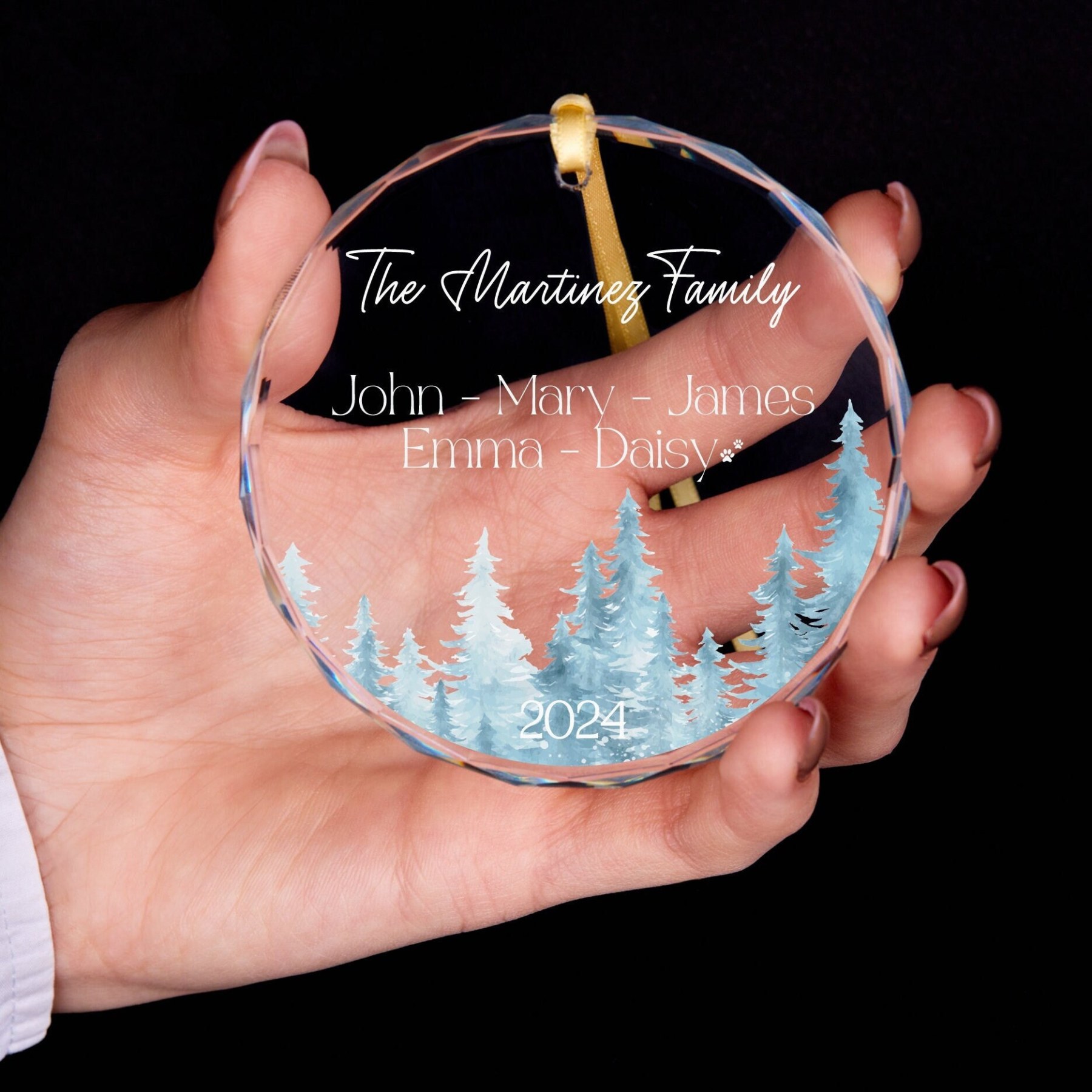 Personalized Glass Family Christmas Ornaments | CWGlass09