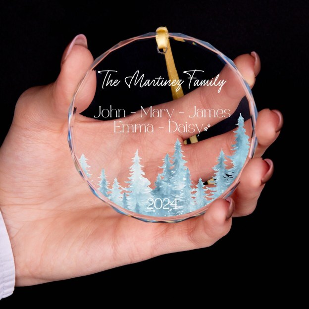 Personalized Glass Family Christmas Ornaments | CWGlass09