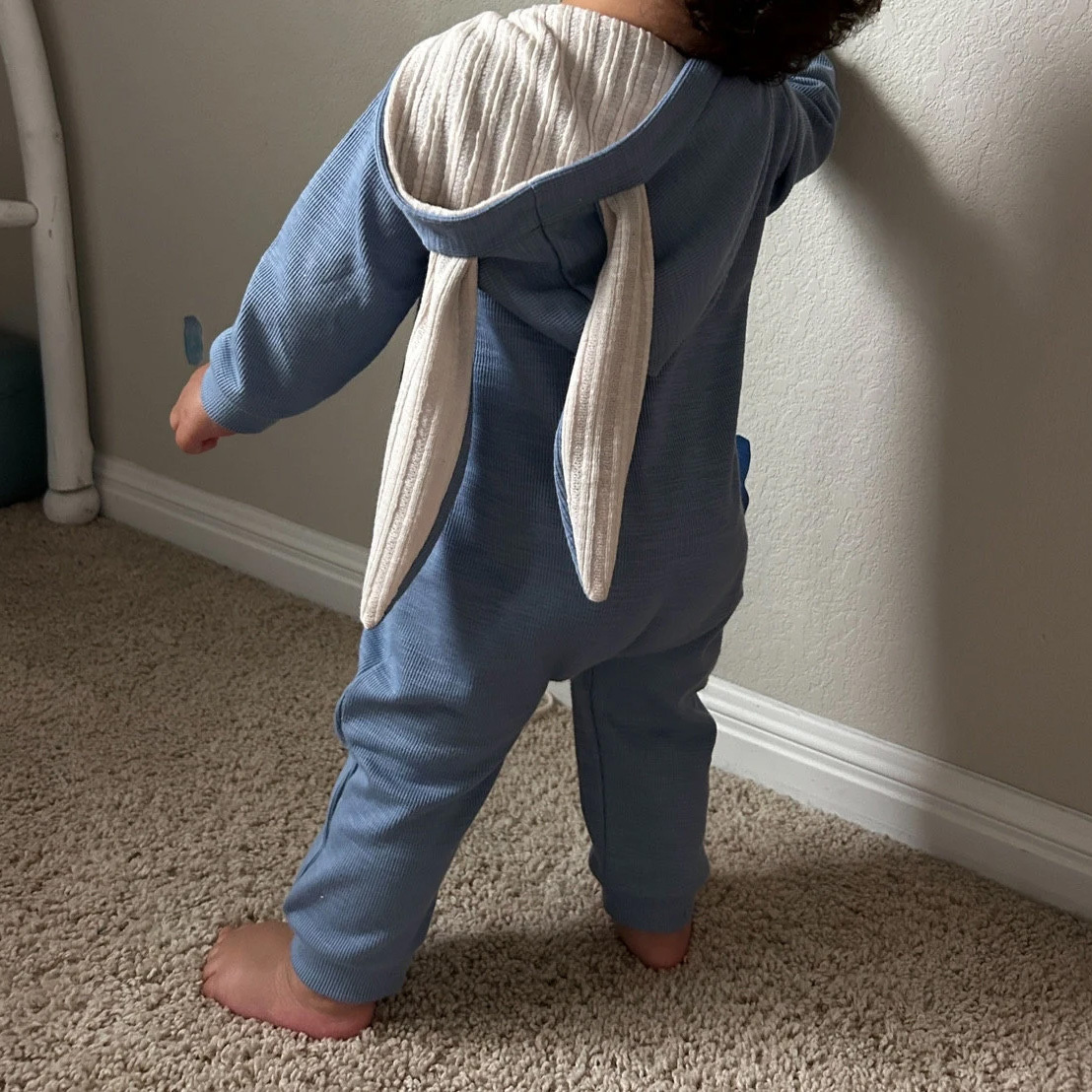 Personalized Easter Baby Bunny Ears Romper | CWbaby4001