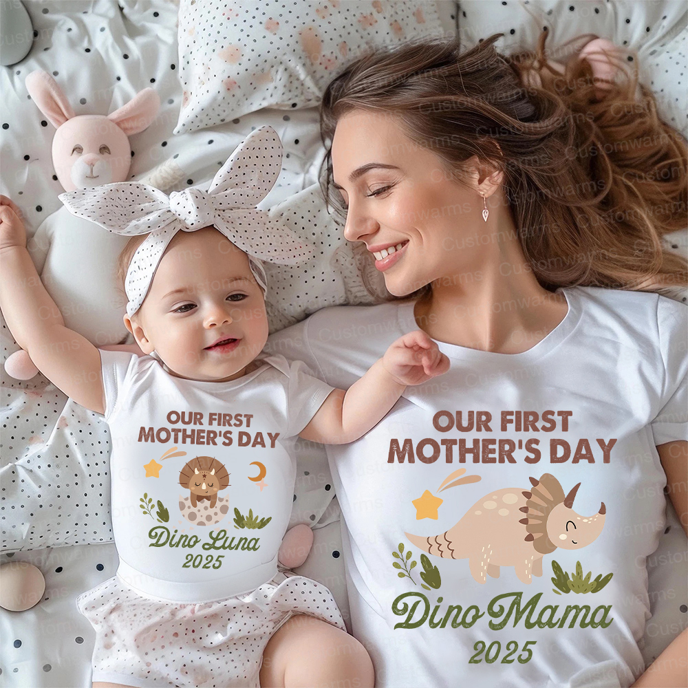 Personalized First Mother's Day Mommy and Baby Outfit | CWFamily32