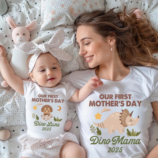 Personalized First Mother's Day Mommy and Baby Outfit | CWFamily32