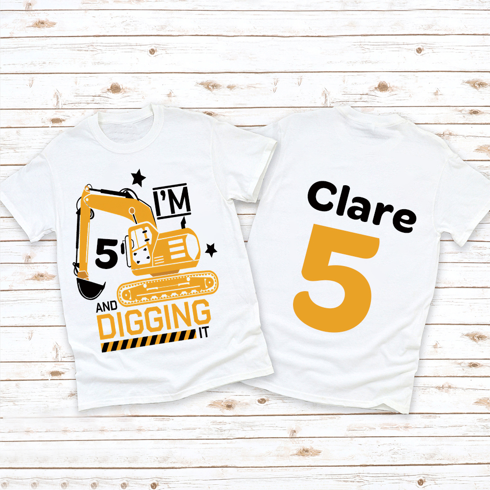 Personalized Construction Digging It Truck Birthday T-Shirt | inBirth26