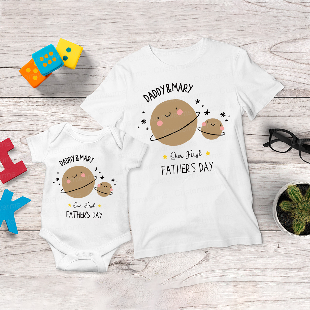 Personalized First Father's Day Daddy and Baby Outfit | CWFamily80