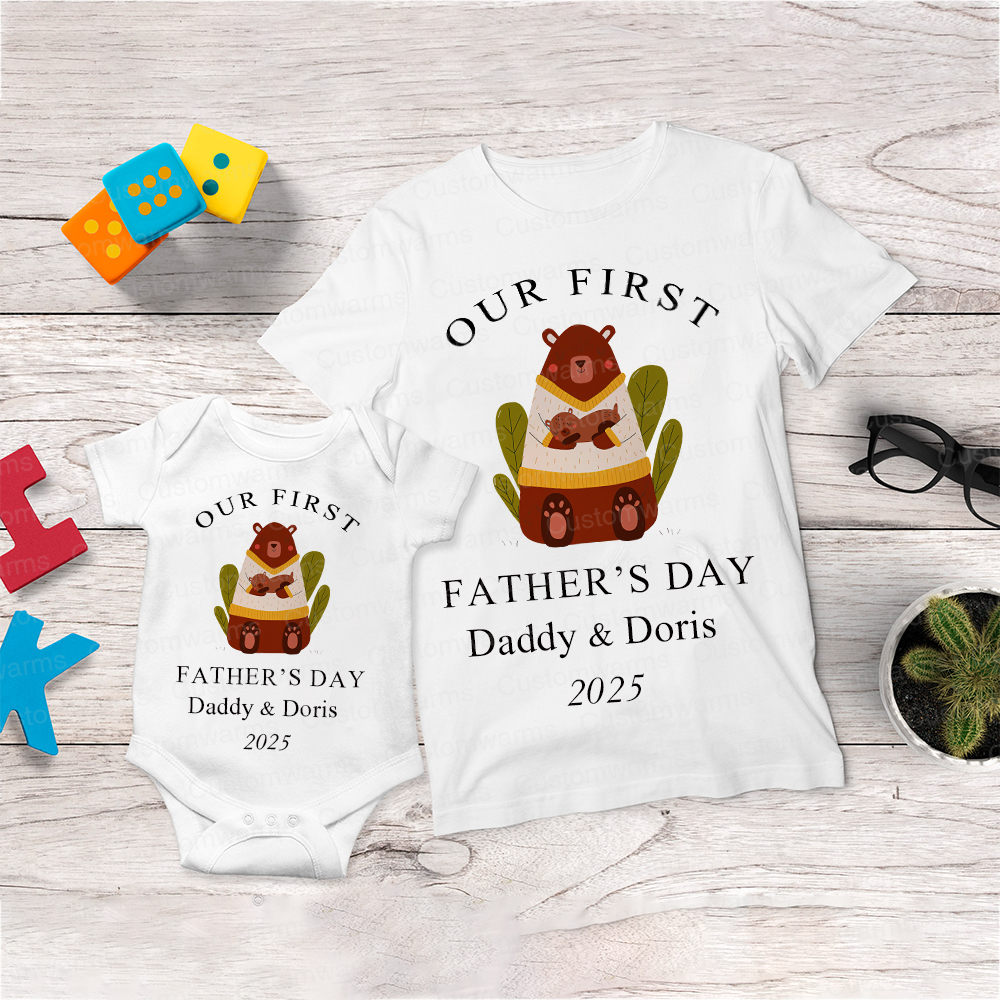 Personalized First Father's Day Daddy and Baby Outfit | CWFamily84