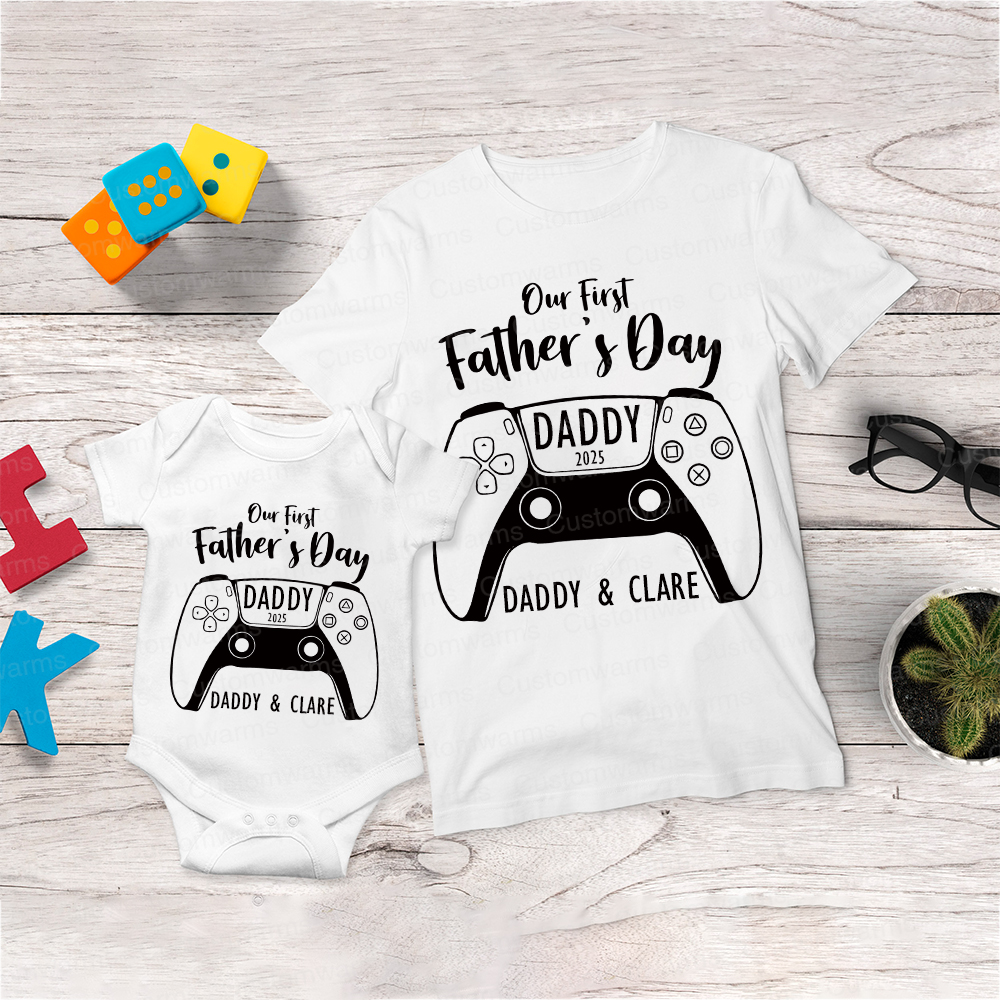 Personalized First Father's Day Daddy and Baby Outfit | CWFamily85