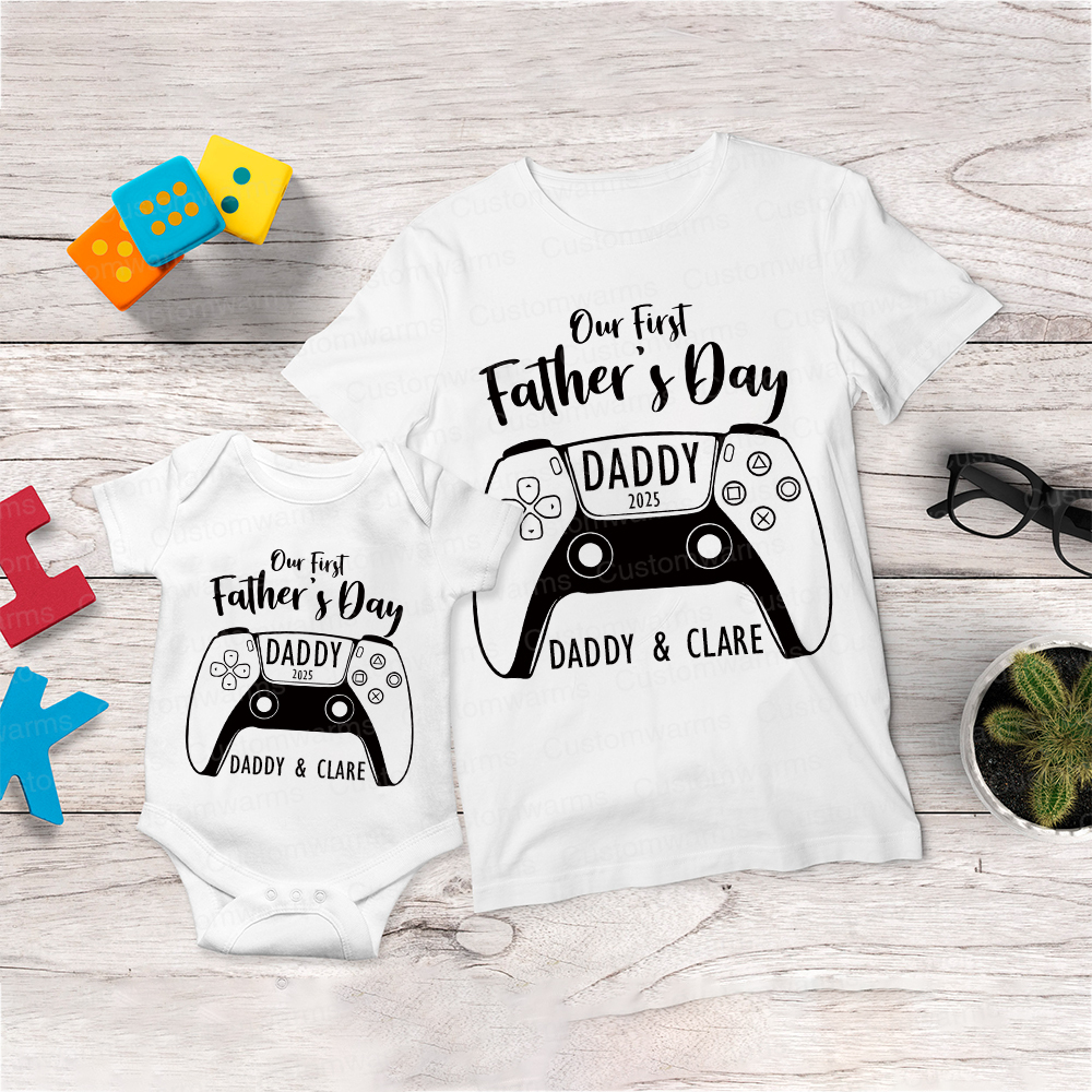 Personalized First Father's Day Daddy and Baby Outfit | CWFamily85