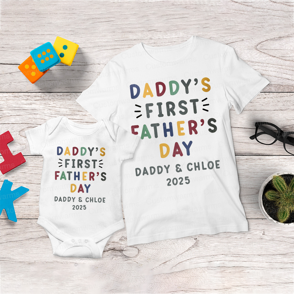 Personalized First Father's Day Daddy and Baby Outfit | CWFamily86