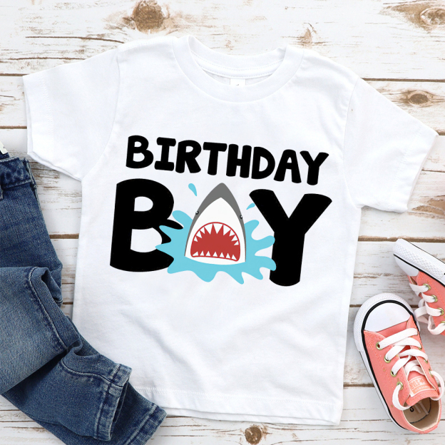Personalized Boy Shark Birthday T-Shirt | inBirth30