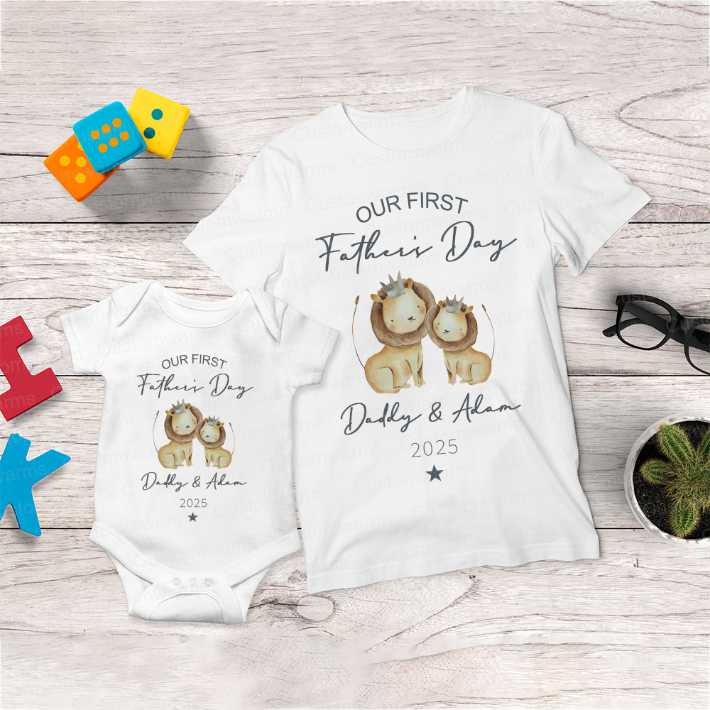 Personalized First Father's Day Daddy and Baby Outfit | CWFamily90
