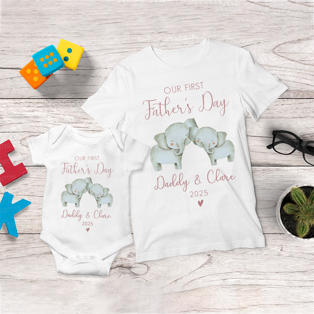 Personalized First Father's Day Daddy and Baby Outfit | CWFamily91