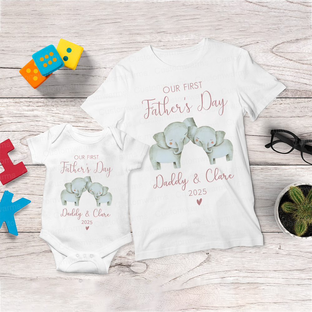 Personalized First Father's Day Daddy and Baby Outfit | CWFamily91