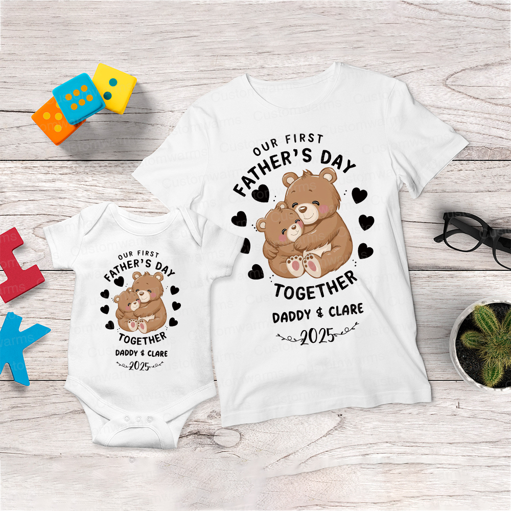 Personalized First Father's Day Daddy and Baby Outfit | CWFamily92