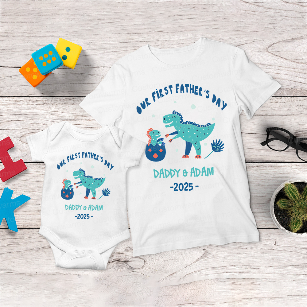 Personalized First Father's Day Daddy and Baby Outfit | CWFamily93