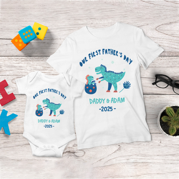 Personalized First Father's Day Daddy and Baby Outfit | CWFamily93