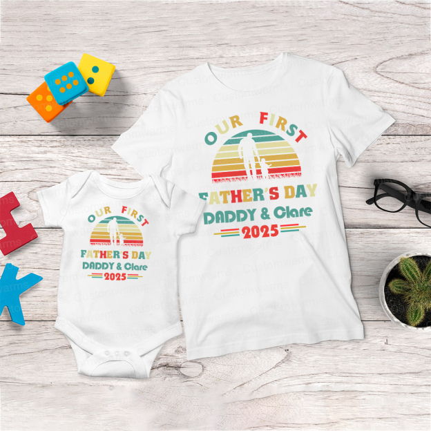 Personalized First Father's Day Daddy and Baby Outfit | CWFamily95