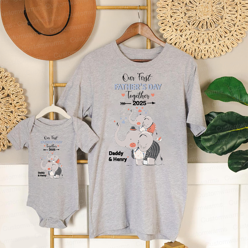 Personalized First Father's Day Daddy and Baby Outfit | CWFamily100
