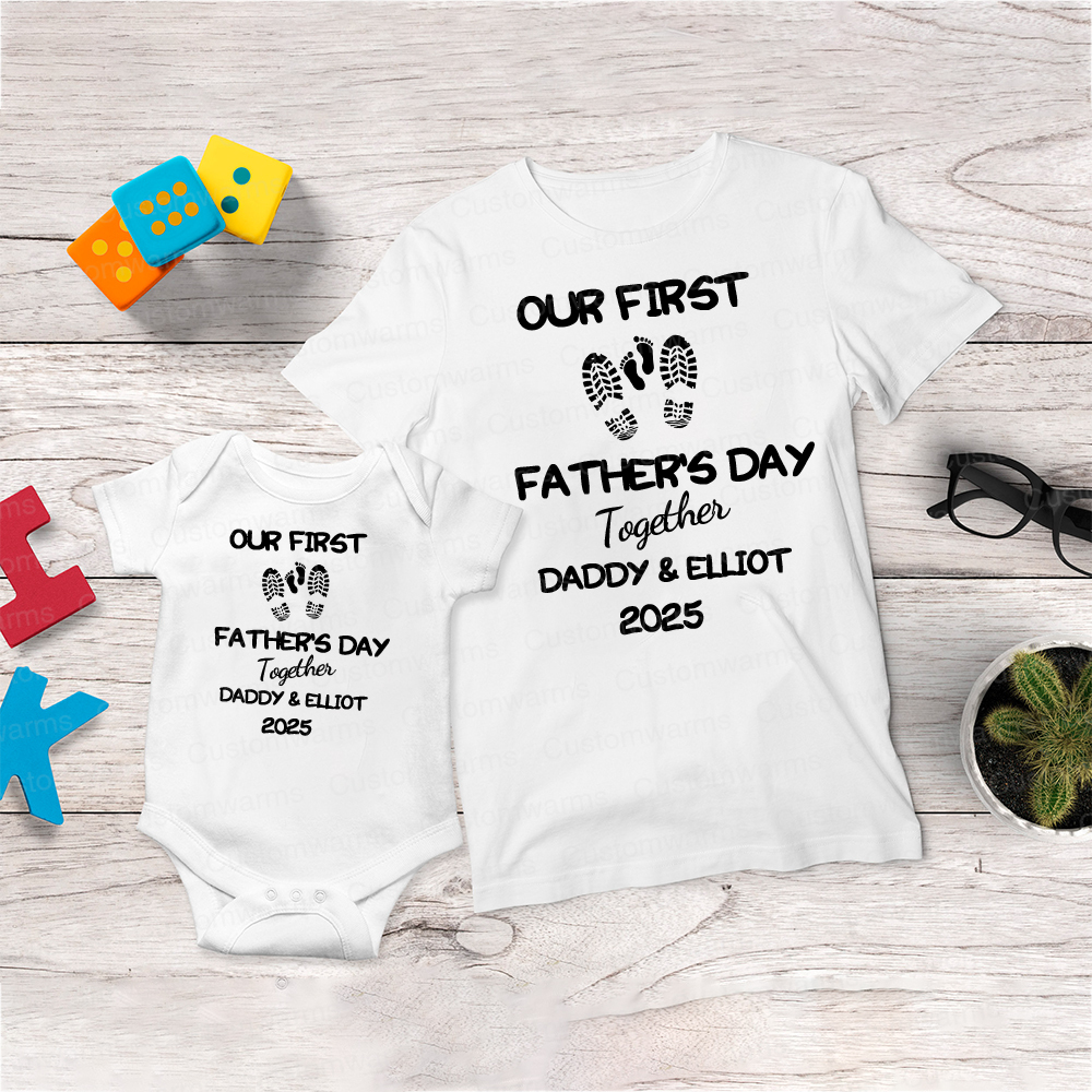 Personalized First Father's Day Daddy and Baby Outfit | CWFamily101