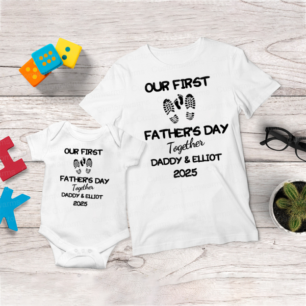 Personalized First Father's Day Daddy and Baby Outfit | CWFamily101