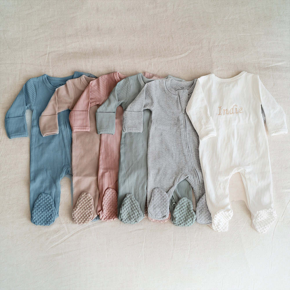 Personalized Embroidery Baby Organic Cotton Ribbed Outfit | CWBaby277