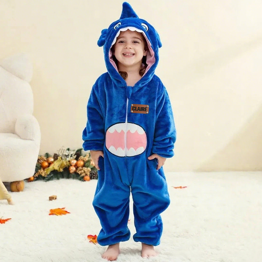 Personalized Leather Patch Baby Animal Romper  | CWBaby287