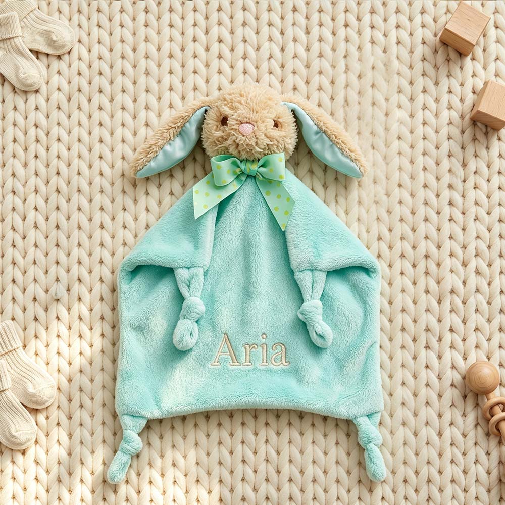Personalized Embroidered Cute Animal Baby Security Blanket | CWToy199