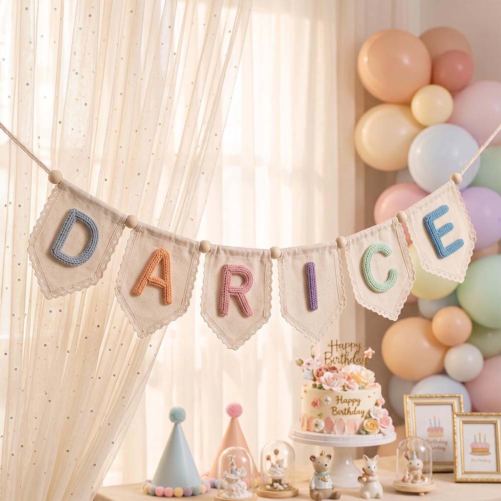 Personalized Hand Embroidered Yarn Letter Banner Decoration | CWGift105