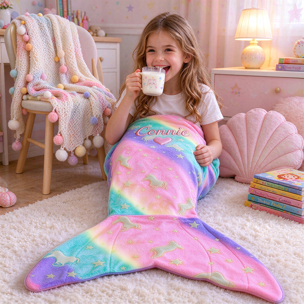 Personalized Dreamy Soft & Comfortable Mermaid Tail Blanket | CWBaby561