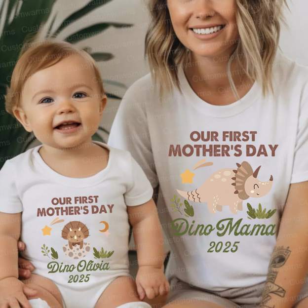 Personalized First Mother's Day Mommy and Baby Outfit | CWFamily32