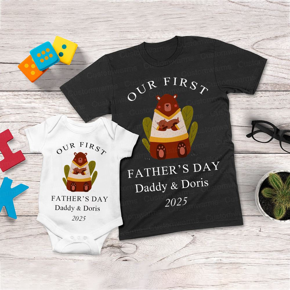 Personalized First Father's Day Daddy and Baby Outfit | CWFamily84