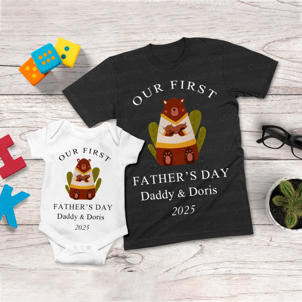 Personalized First Father's Day Daddy and Baby Outfit | CWFamily84